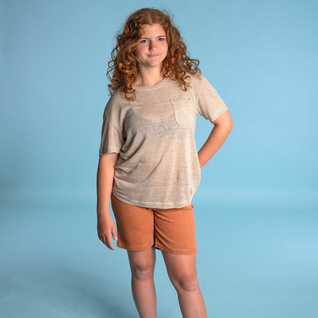 organic cotton denim shorts
