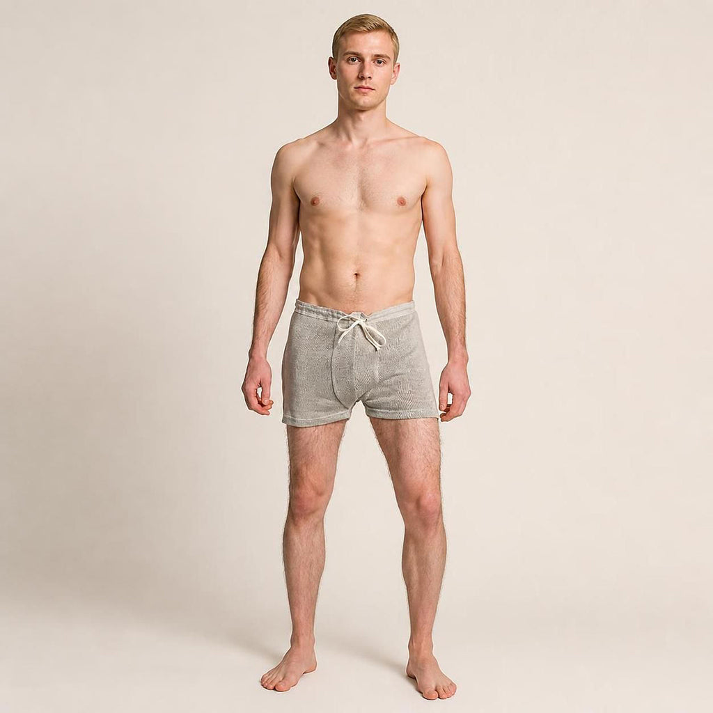 LISZT Elastic-free 100% Organic Linen Knit Boxers (OC Thread, Dye-free, No Polyester, No Latex, No Synthetics) (100% Biodegradable)