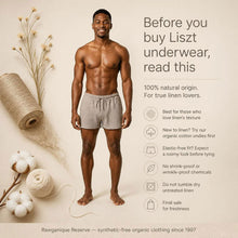 Load image into Gallery viewer, LISZT Elastic-free 100% Organic Linen Knit Boxers (OC Thread, Dye-free, No Polyester, No Latex, No Synthetics) (100% Biodegradable)