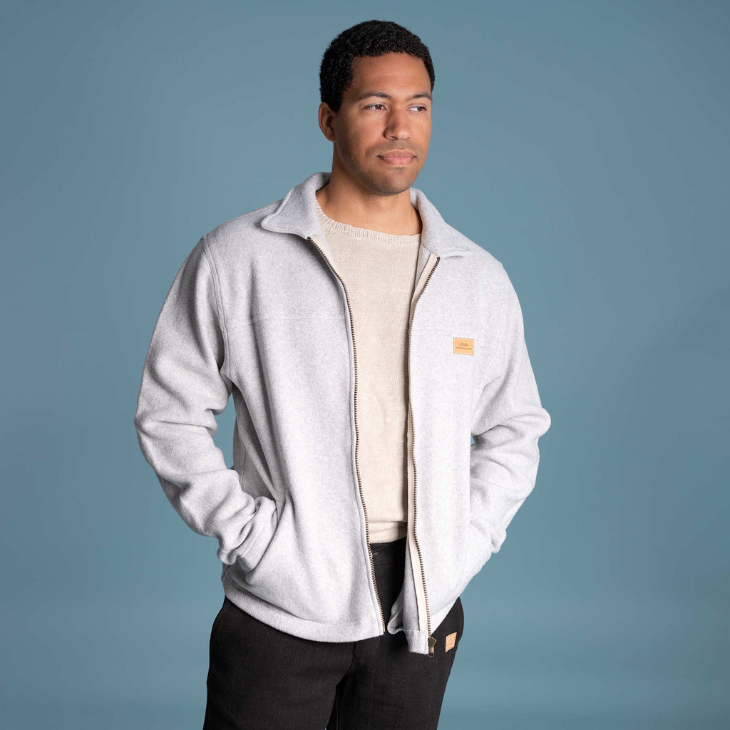 100% organic cotton fleece zippered jacket