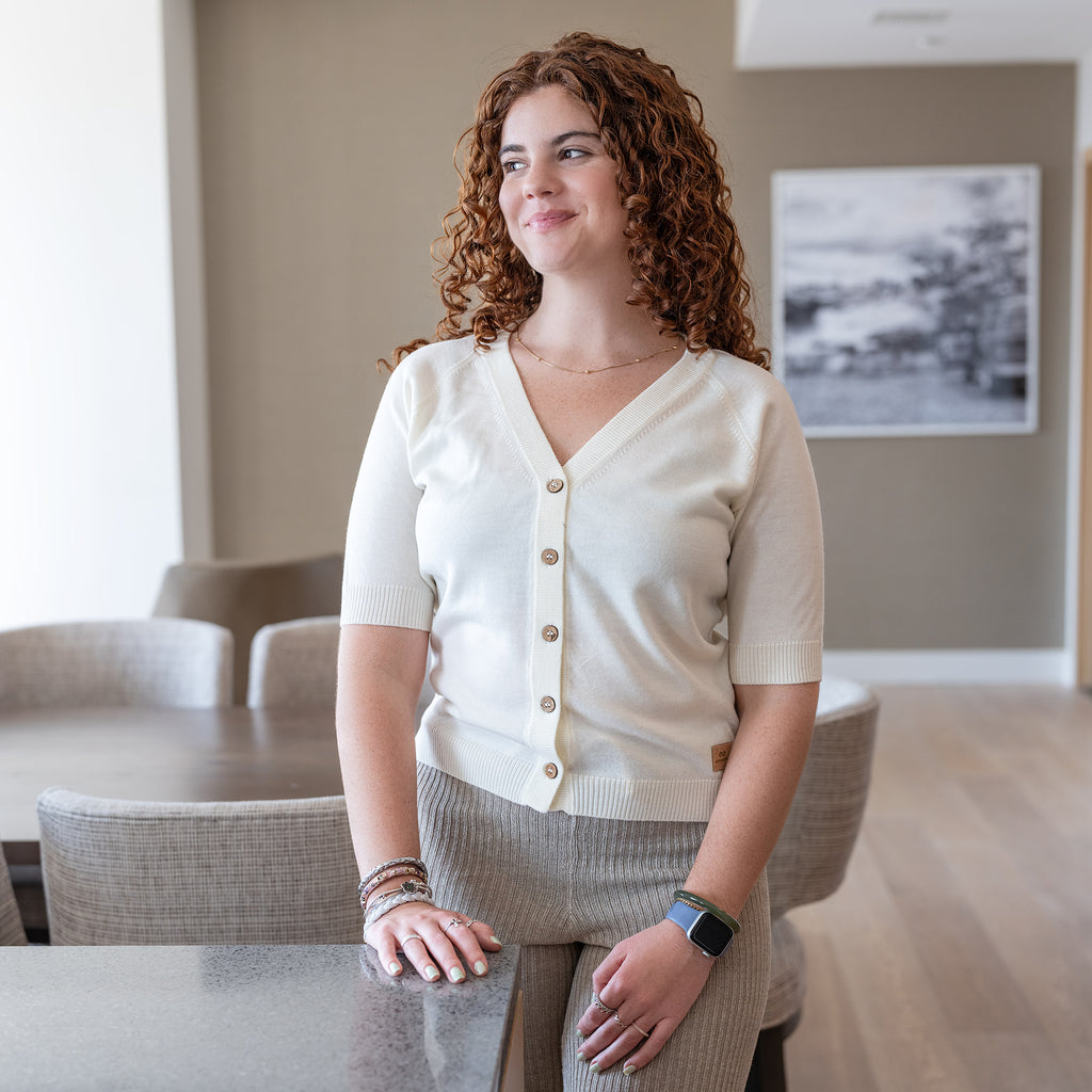 polyester-free 100% organic merino cardigan blouse