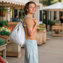 Load image into Gallery viewer, organic cotton cinch drawstring shopping bag
