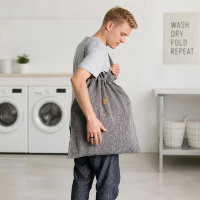 organic linen laundry bag