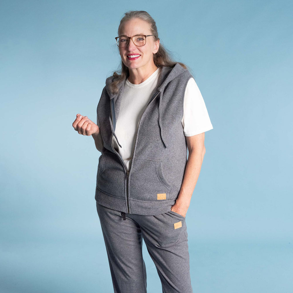 organic cotton fleece hoodie vest