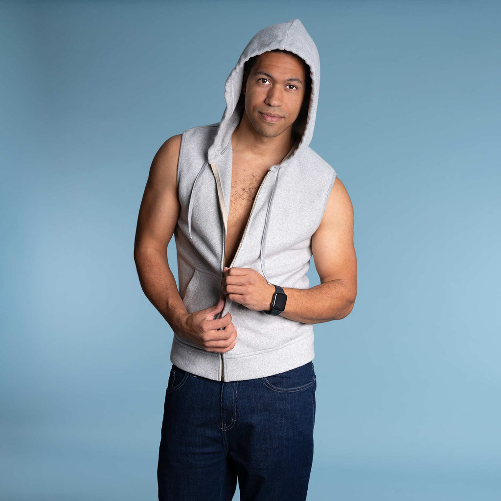 100% organic cotton fleece vest hoodie