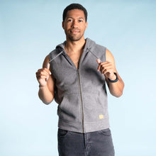 Load image into Gallery viewer, 100% organic cotton fleece vest with zipper and hood