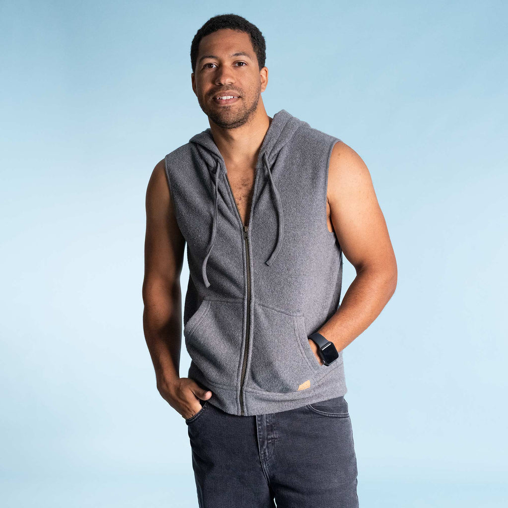 sweatshop-free organic cotton hooded vest