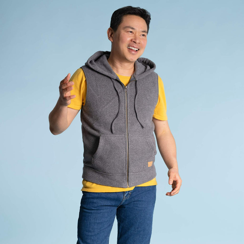 organic fleece hoodie vest