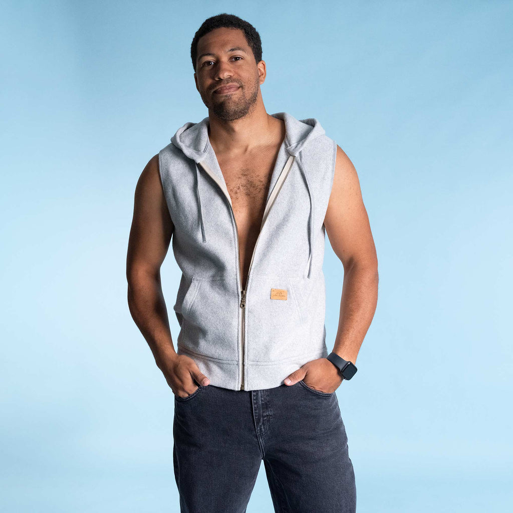 synthetics-free organic cotton hooded vest