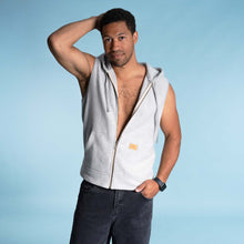 Load image into Gallery viewer, organic cotton fleece vest with hood