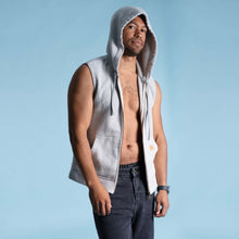 Load image into Gallery viewer, warm organic cotton fleece vest with hoodie
