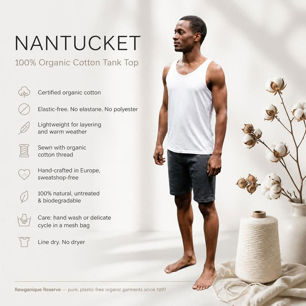plastic-free 100% organic cotton summer weight tank top