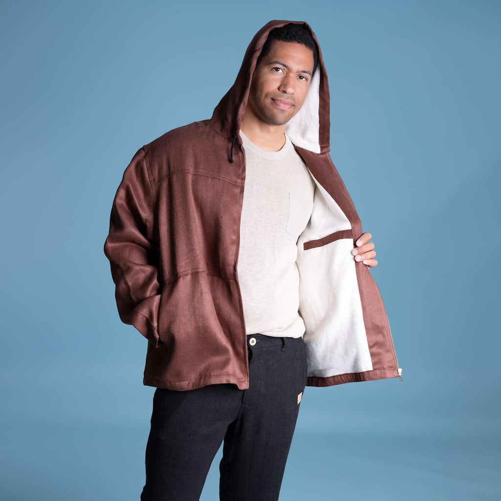 organic hemp winter jacket with hoodie