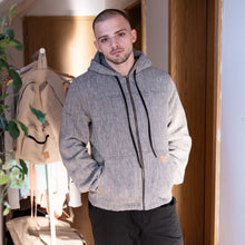 Load image into Gallery viewer, Organic fleece-lined linen winter jacket