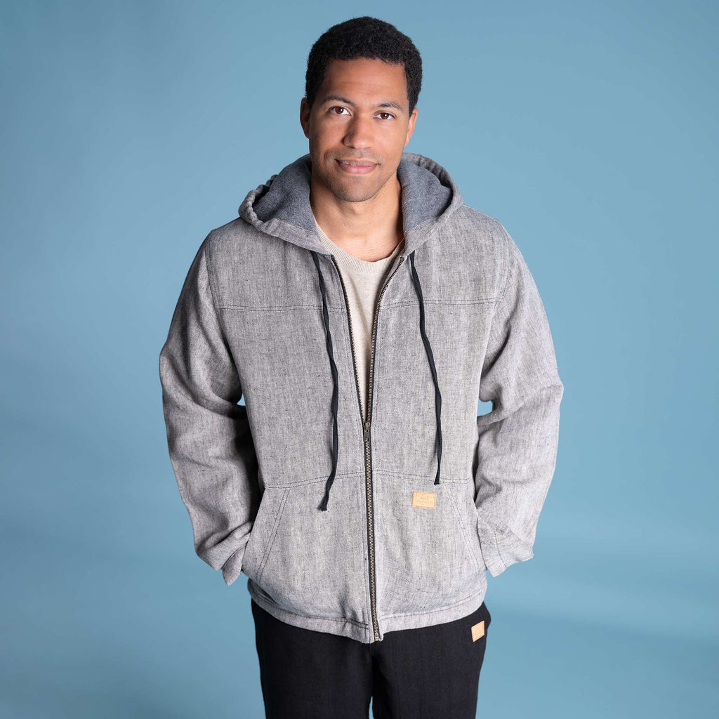 organic linen hoodie jacket