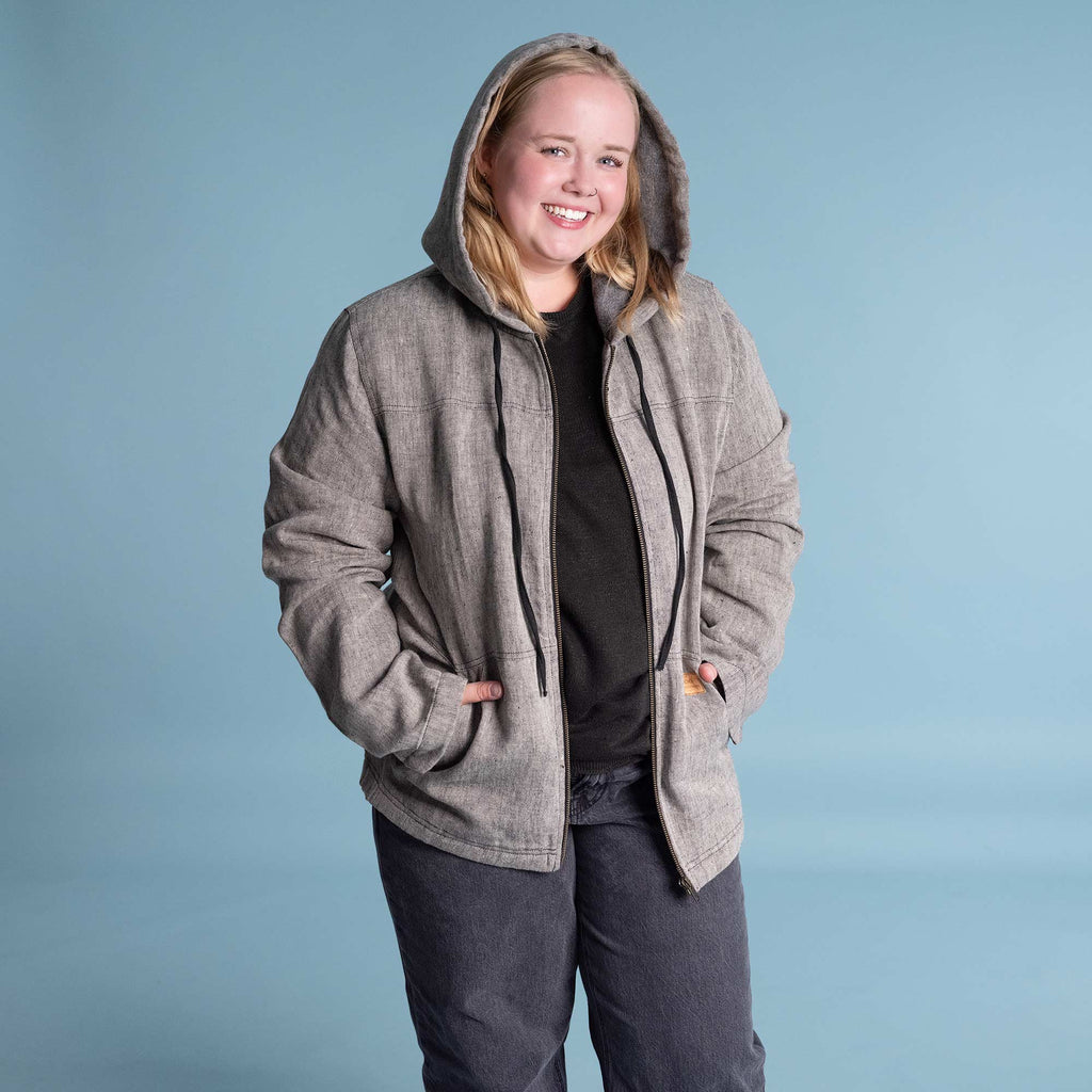 organic linen winter coat