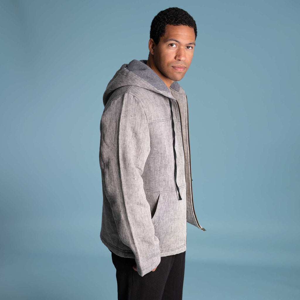 Newfoundland Hooded Organic Winter Jacket (Hemp Or Linen; 100% Organic Cotton Fleece-Lined; YKK Zippers) (99.96% Biodegradable)