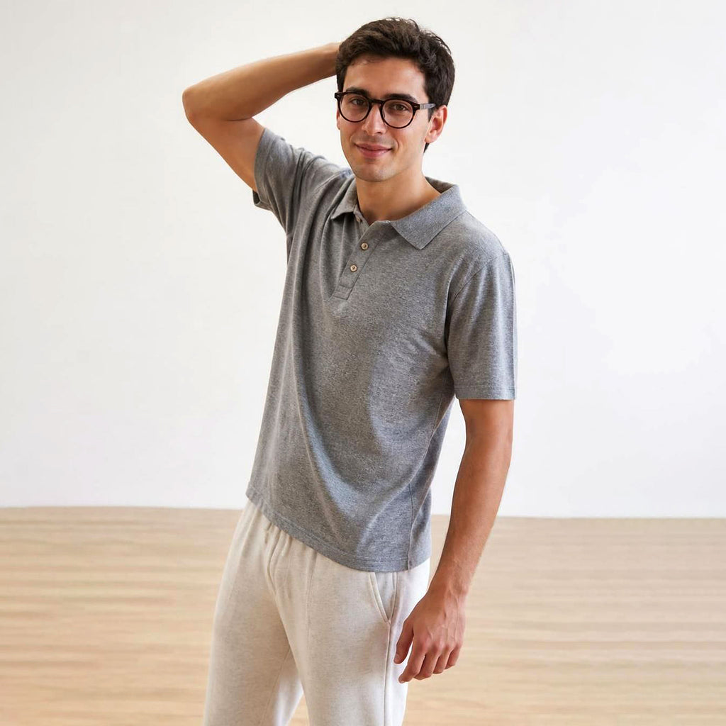 NOAH Plastic-Free 100% Organic Merino Wool Polo Shirt (OC Thread, No Polyester, No Elastic, No Synthetics) (100% Biodegradable)