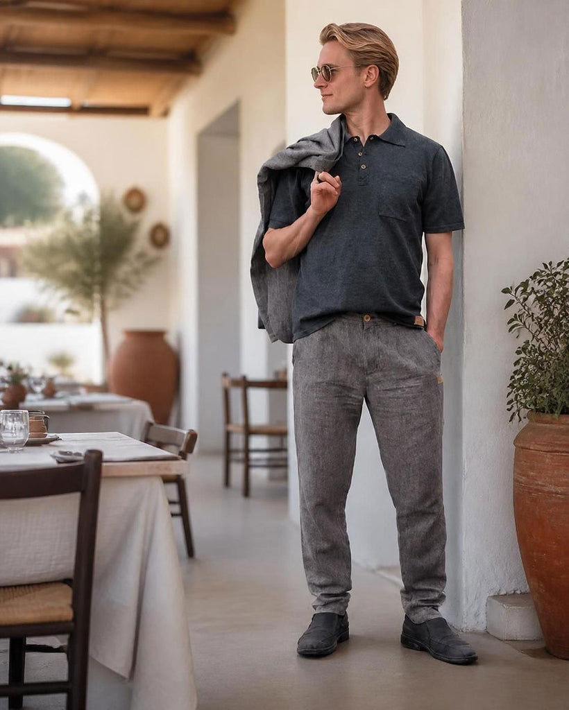 100% certified organic merino polo knit shirt plastic-free