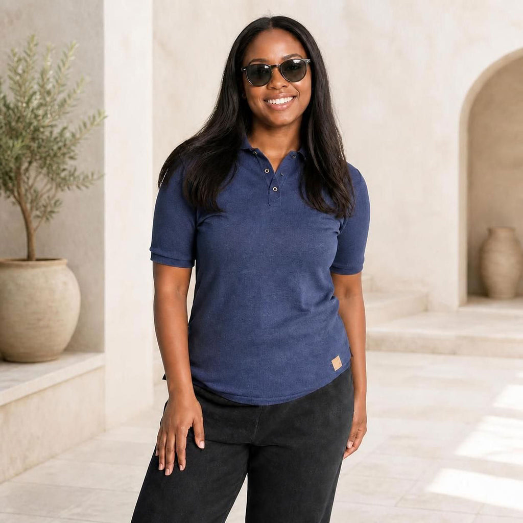 certified organic merino knit polo shirt