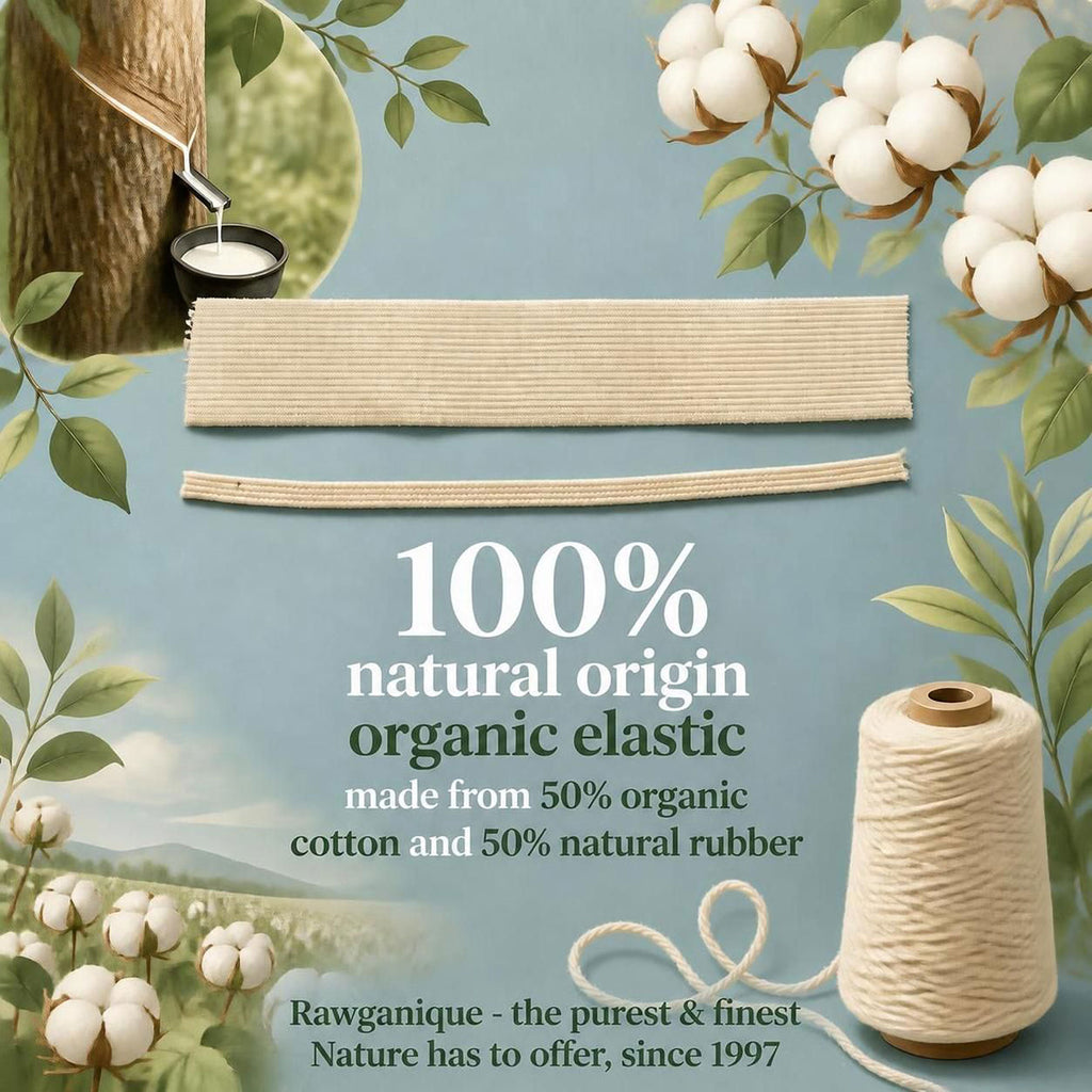 organic elastic made from organic cotton and natural rubber