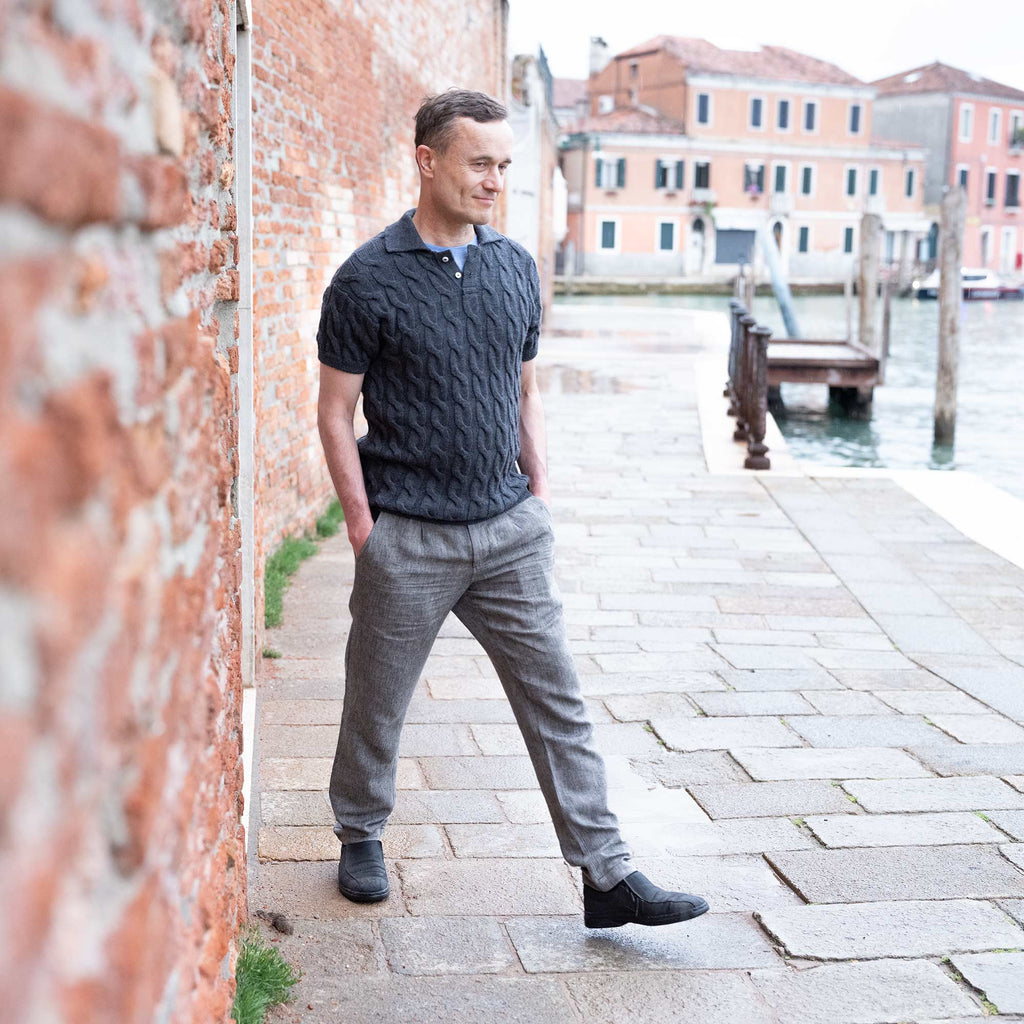 synthetic-free 100% organic merino polo shirt