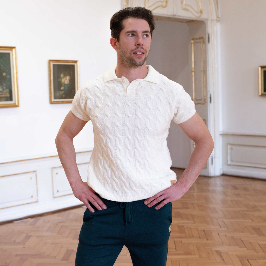 100% organic merino wool polo shirt