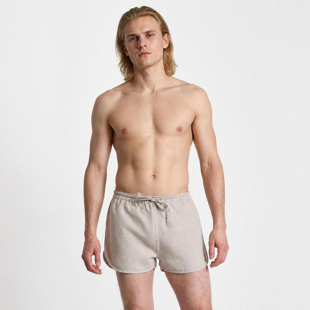 100% organic linen workout shorts plastic-free polyester-free