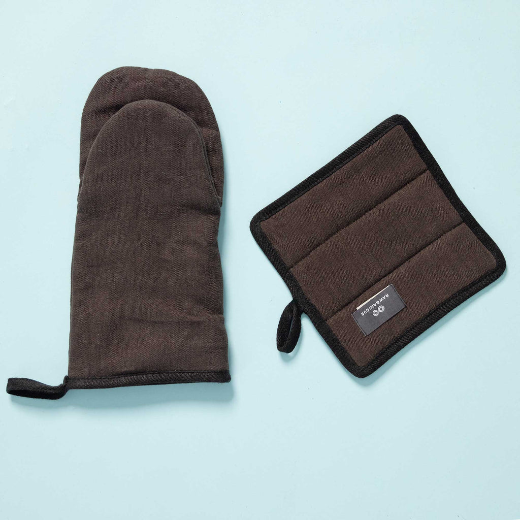 hemp oven mitt pot holder brown