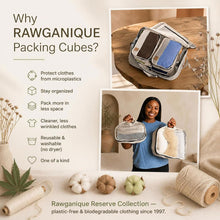 Load image into Gallery viewer, organic cotton travel packing cubes plastic-free