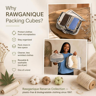 organic cotton travel packing cubes plastic-free
