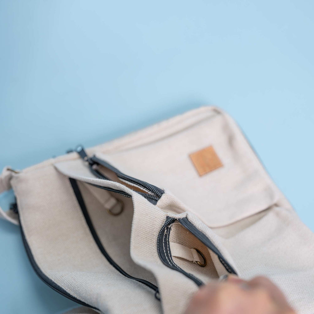 organic linen computer bag
