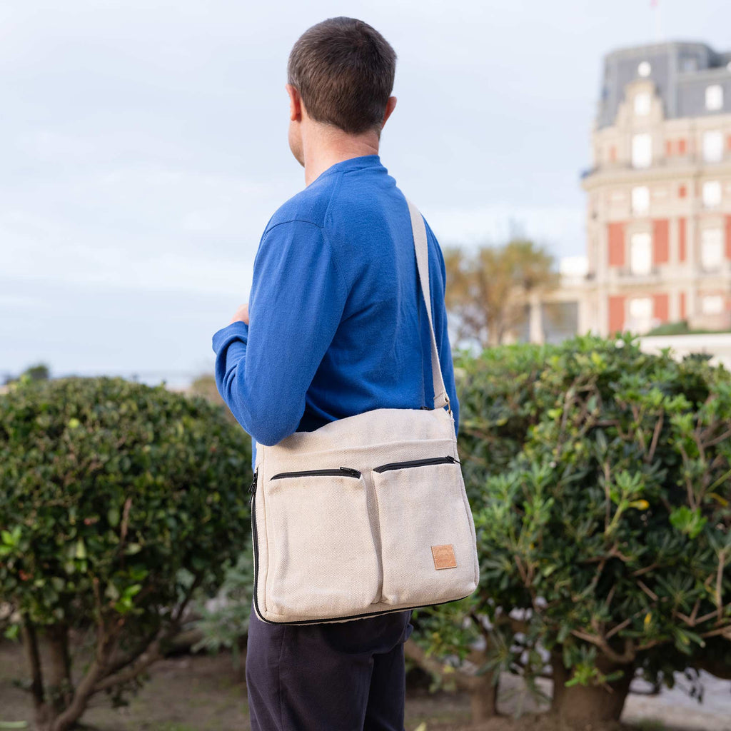 100% organic linen laptop bag expandable