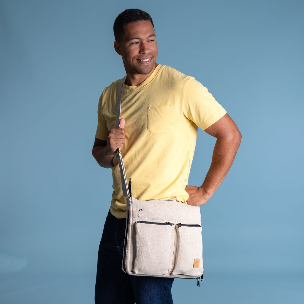 organic linen commuter bag