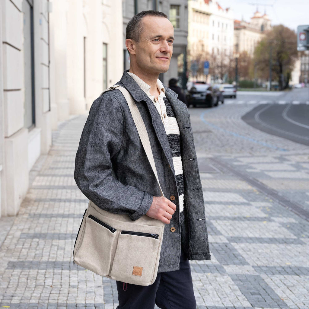 100% organic linen laptop bag