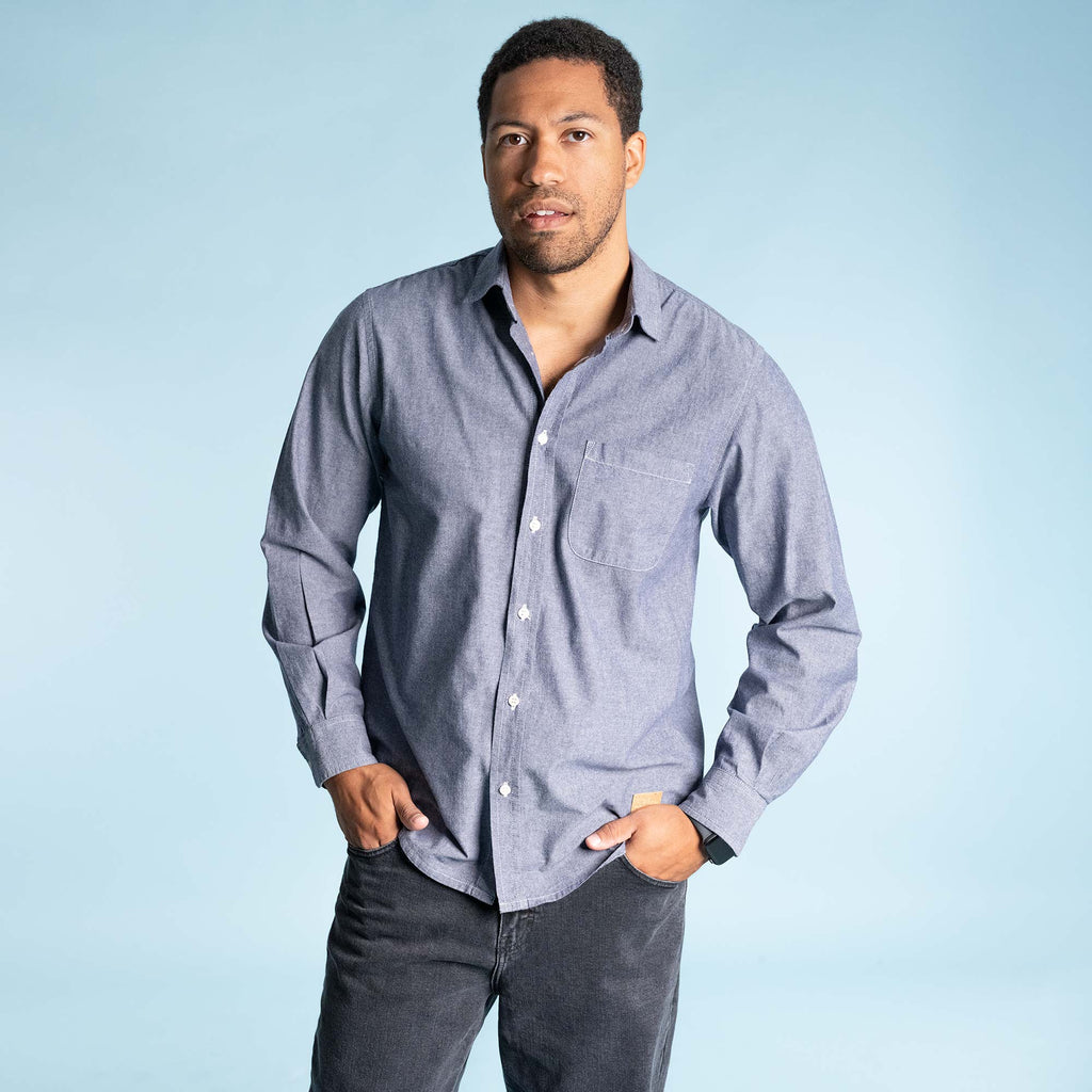 organic cotton dress shirt with no plastic and no polyester
