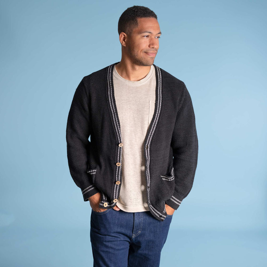 plastic-free 100% organic cotton cardigan sweater