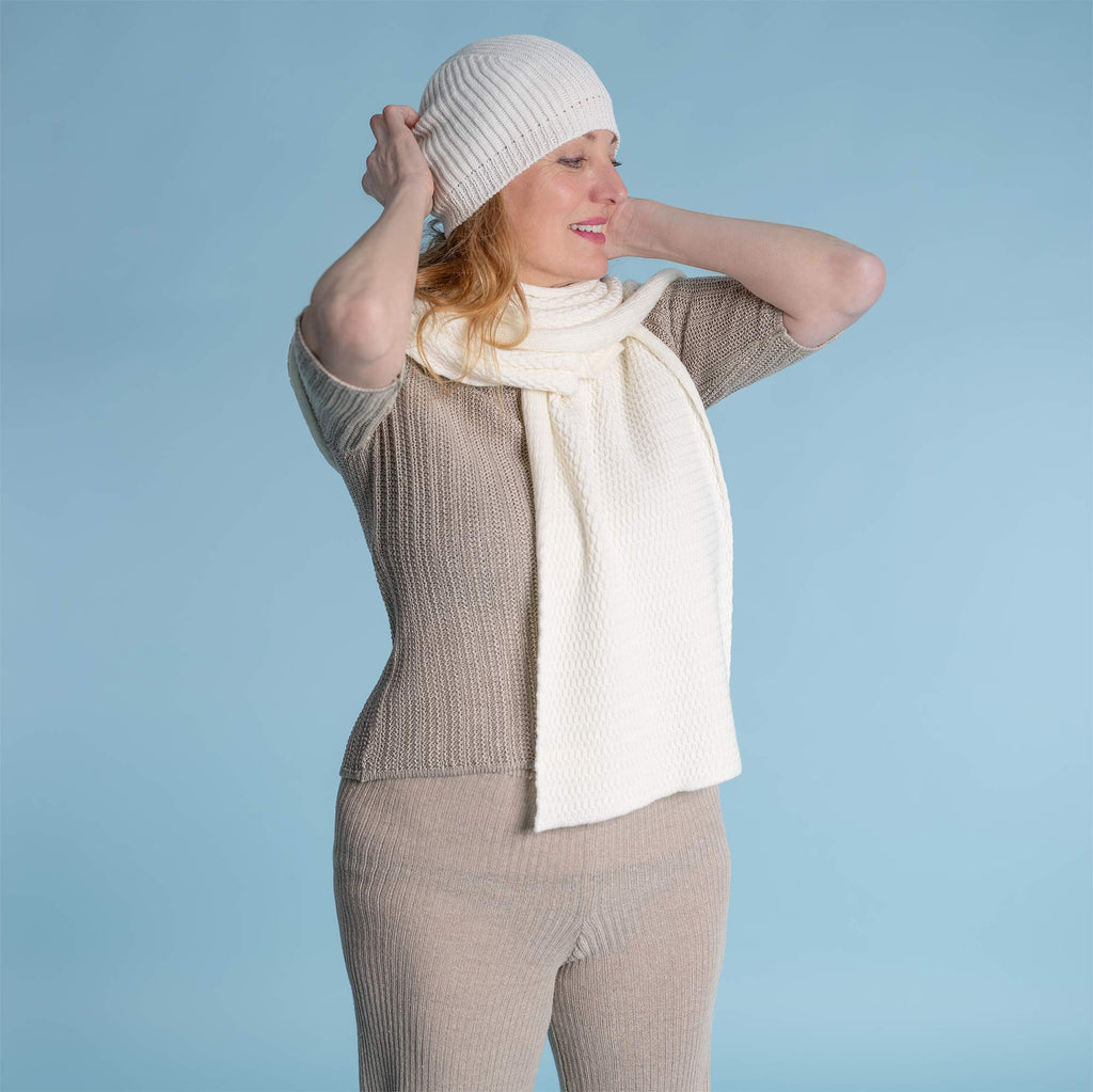 organic merino wool knit scarf