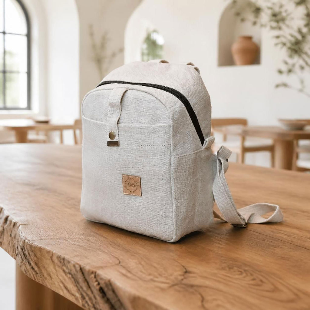 100% linen mini backpack