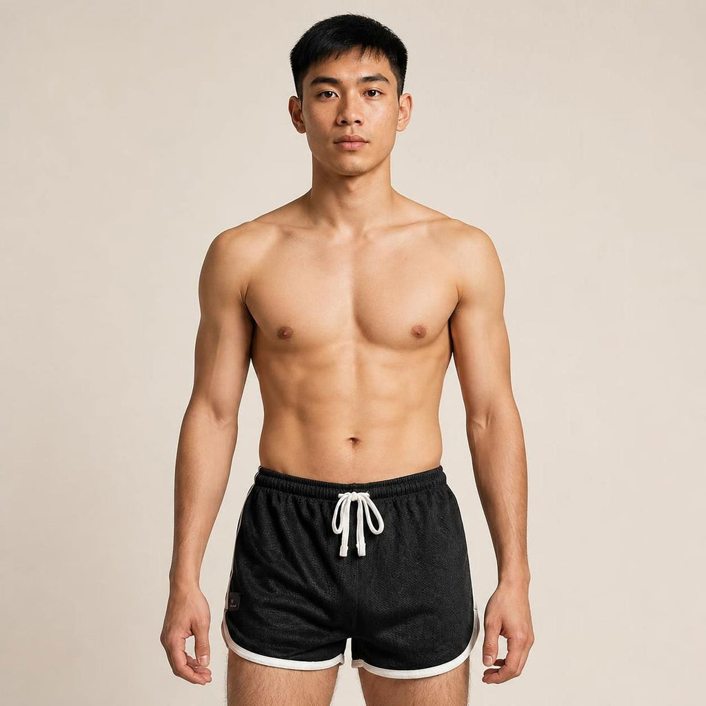 100% organic linen knit gym shorts plastic-free
