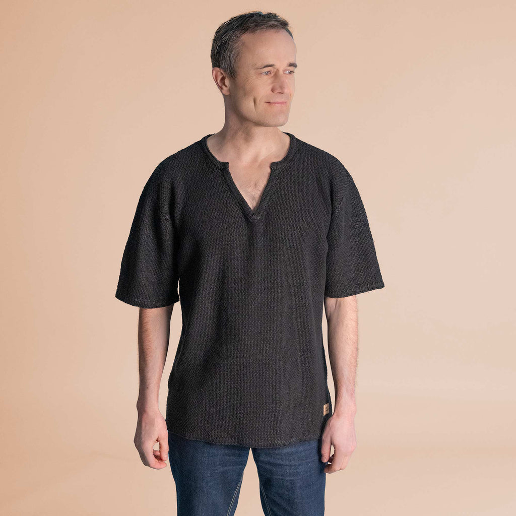 plastic-free 100% organic linen knit tunic shirt