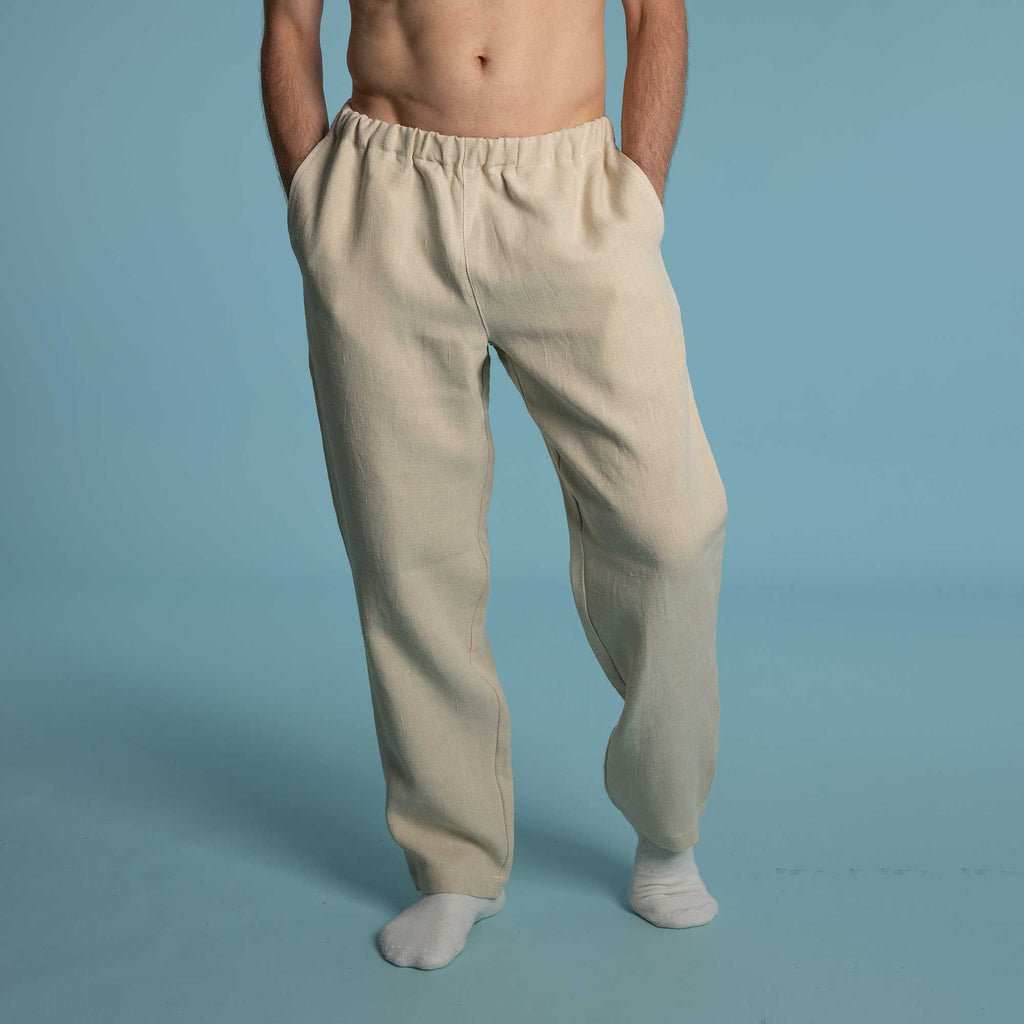 100% linen pants with biodegradable elastic