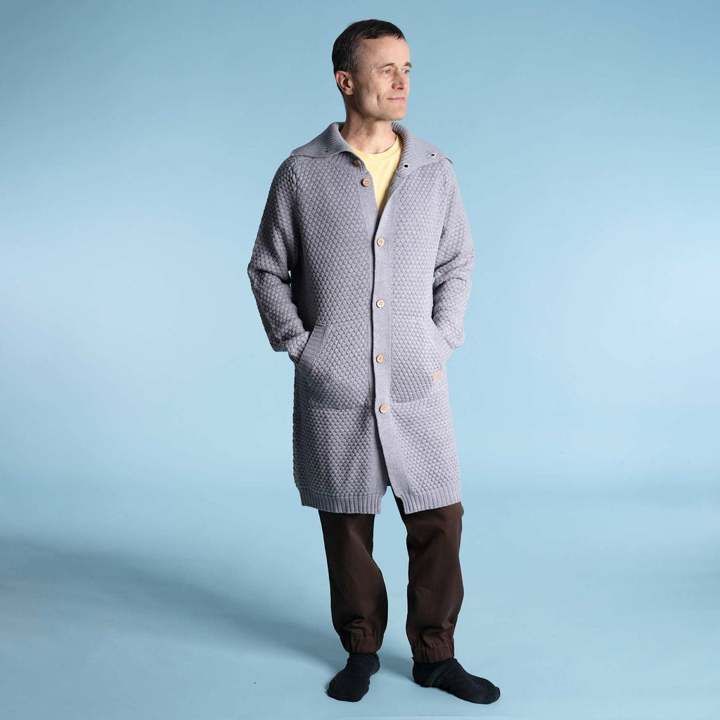 full length organic merino wool coat