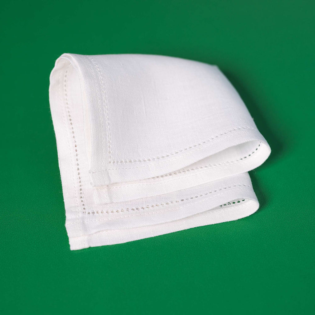 hem-stitched organic linen handkerchief