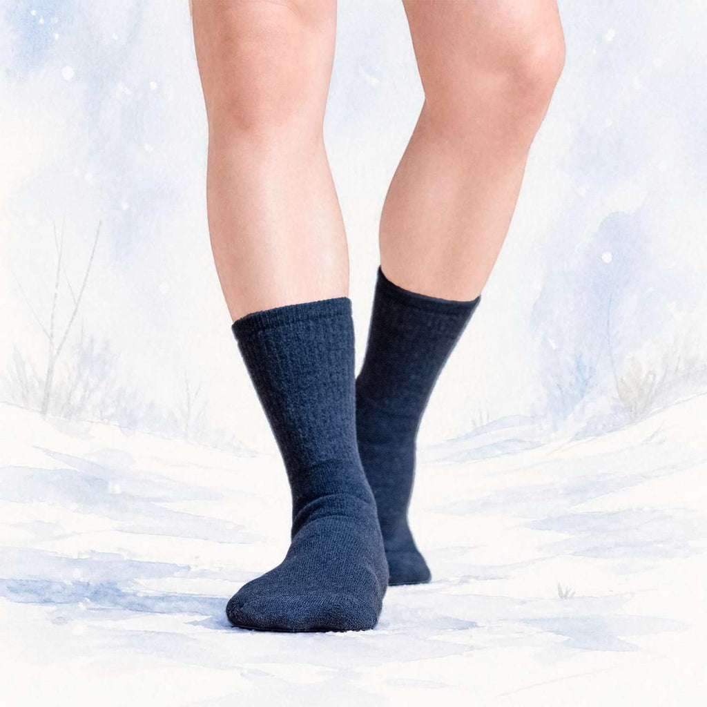 SNOWY 99% Organic Merino Wool Hiking Socks (1% Bio Elastic) (Thick, Warm, Certified Organic, Not Superwashed, No Forever Chemicals) (100% Biodegradable)