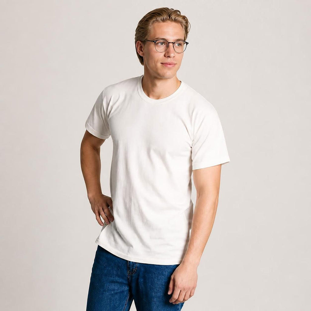 SONOMA 100% Organic Cotton Crewneck T-Shirt (Grown & Made in USA, Certified Organic) (V2 OC Thread) (Elastic-Free, Latex-Free, No Formaldehyde) (99.9%-100% Biodegradable)