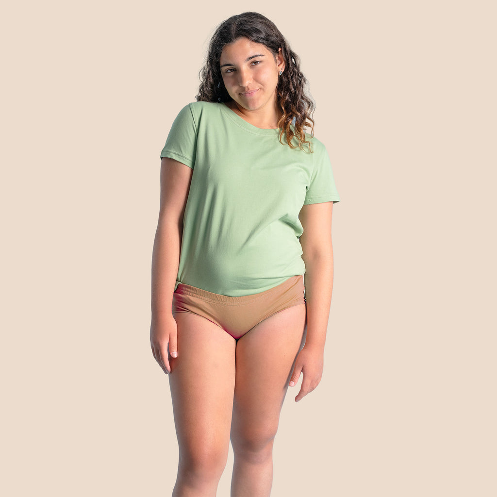 dye-free plastic-free 100% organic cotton boy shorts panty colorgrown brown