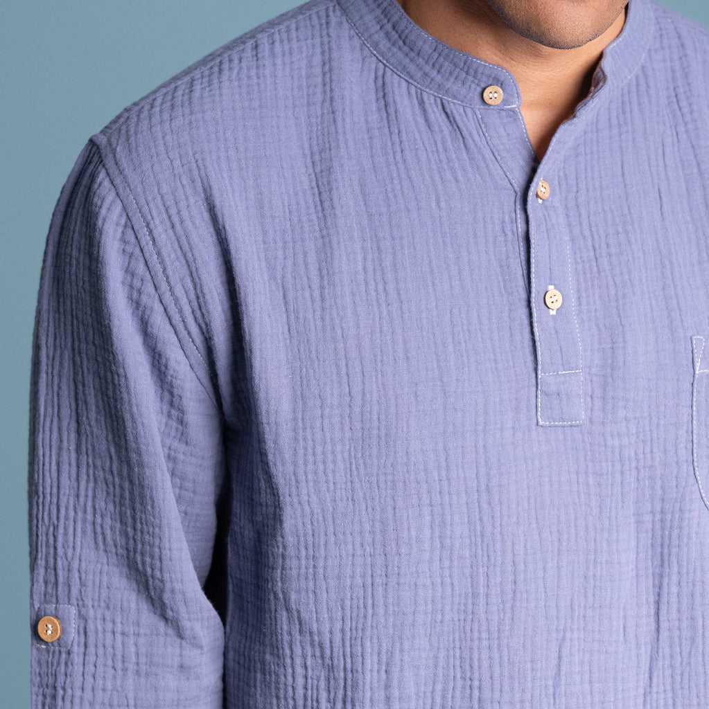 plastic-free 100% organic cotton double muslin shirt