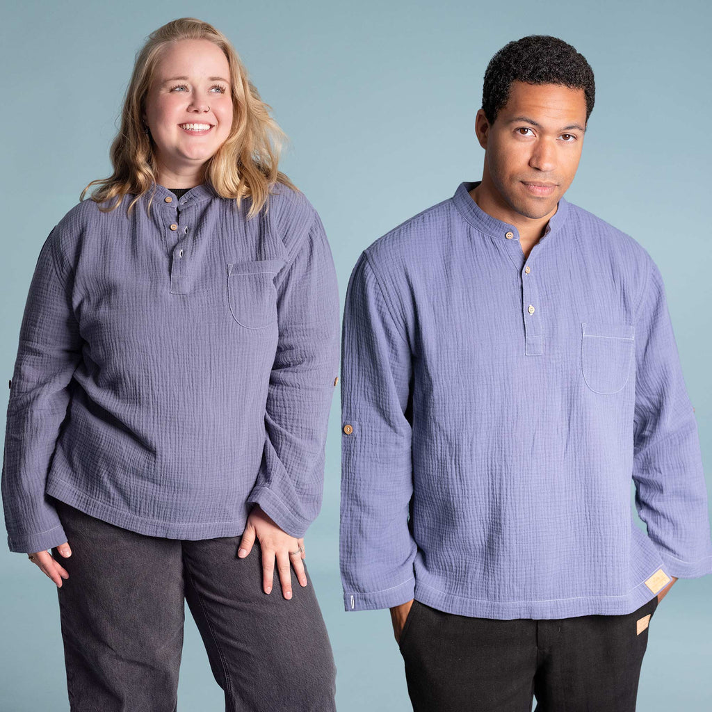 plastic-free organic cotton gauze shirt