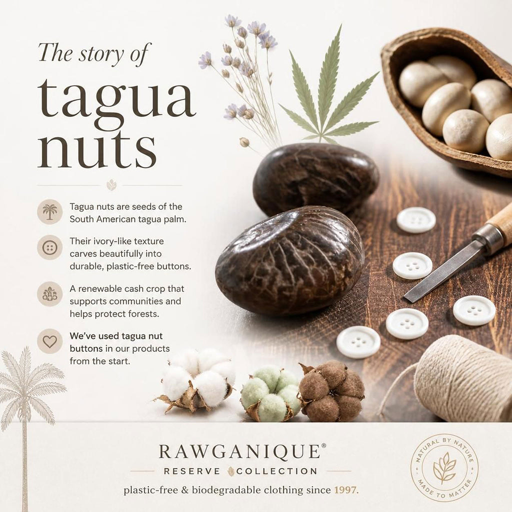 organic cotton boxer shorts with plastic-free tagua nut buttons